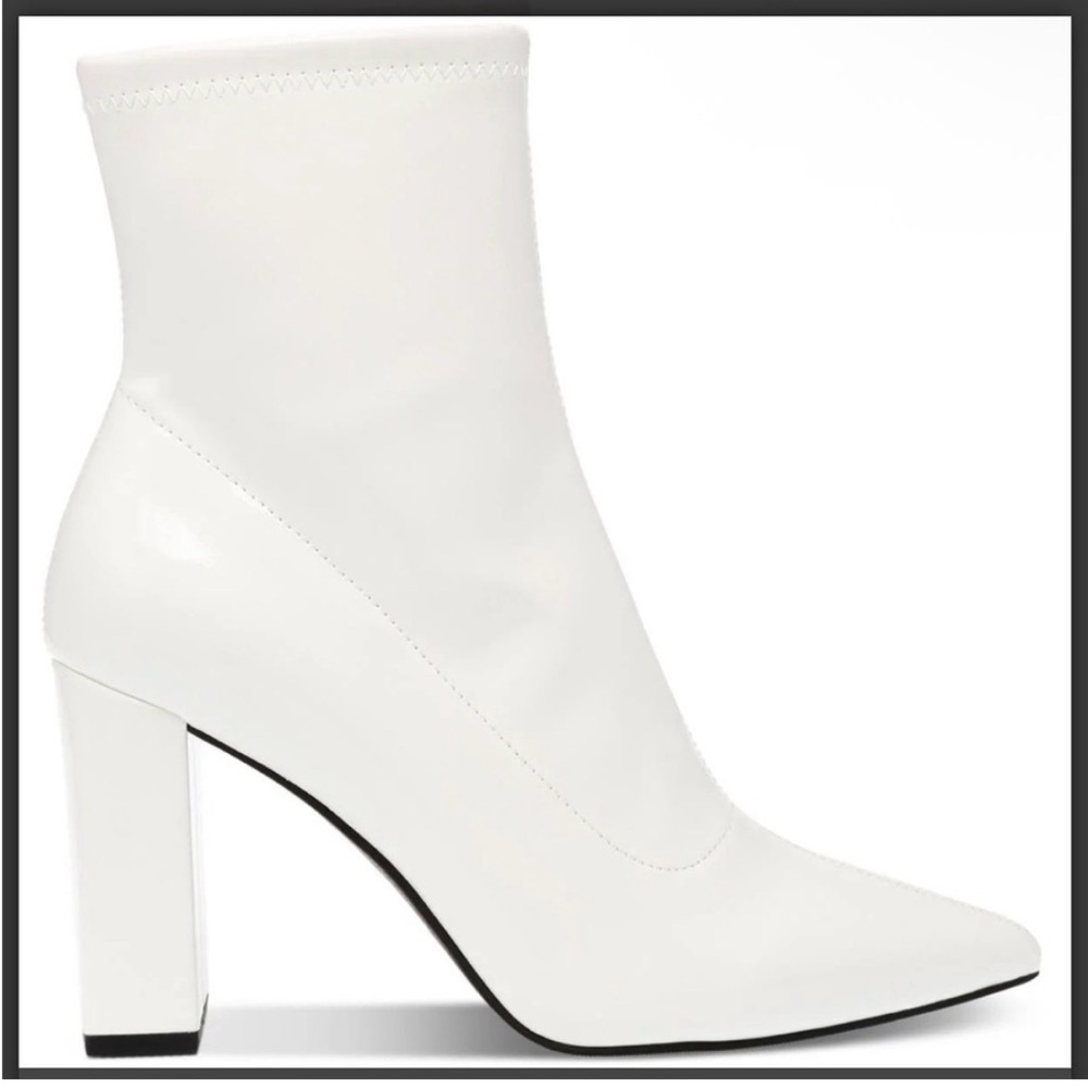 Wild Pair White Patent Block Heel Dressy Booties Shoes NWT sz 8.5 retro 70s - Picture 5 of 11
